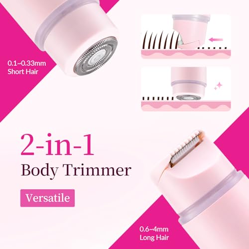 Bikini Trimmer for Women, Electric Razors Pubic Hair Trimmer Waterproof Wet Dry, Cordless Rechargeable Bikini Shaver for Sensitive Skin, Ladies Teen Girls Intimate Grooming Kit for Face(Peach)