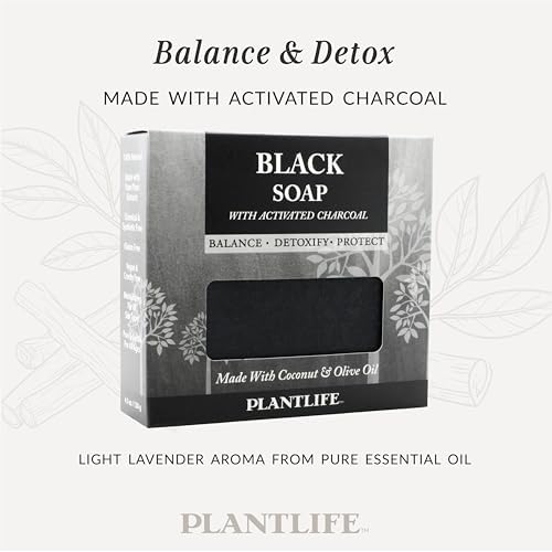 Plantlife Black 6-Pack Bar Soap - Moisturizing and Soothing Soap for Your Skin - Hand Crafted Using Plant-Based Ingredients - Made in California 4.5oz Bar