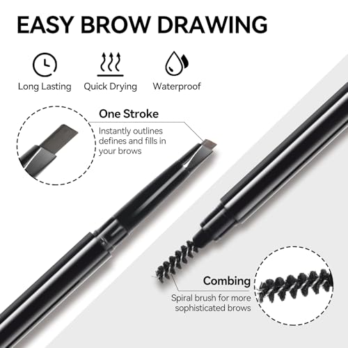 Eyebrow Pomade Pencil Liner Kit for Eyebrows Makeup with Waterproof Eyebrow Pencil, Eyeliner,Dual-ended Eyebrow Brush and Waterproof Smudge-proof Eyebrow Pomade 7g-Soft Brown
