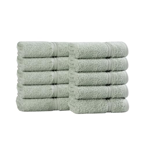 Superior Egyptian Cotton 10-Piece Face Towel Set , Small Towels For Facial, Spa, Quick Dry, Absorbent Towels, Bathroom Accessories, Guest Bath, Home Essentials, Washcloth, Airbnb, Sage