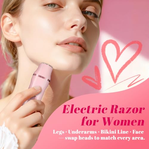 3-in-1 Bikini Trimmer for Women ? Electric Razor & Body Hair Trimmer with Charging Dock, USB-A to C7 Cable, IPX7 Waterproof, 1-Month Cordless, Battery% Display, Anti-Slip Grip ? X4 Blush Pink