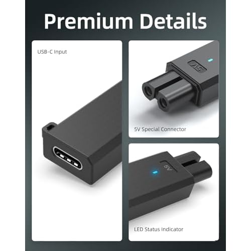 USB-C Adapter Fit for Philips Norelco One Blade QP2724 QP2834 QP1924 QP4631 QP6542 MG5910 MG7910 MG9510 MG9525 X3001 X3052 S3243 S3341 S5880 S5898 S7887 X5000 Shaver Charger Razor Trimmer Converter
