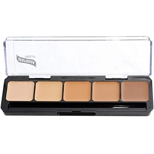 Graftobian HD Glamour Cr?me Foundation Palette (Warm #3) - High Definition 5 Color Makeup Palette, Cream Based Foundation Concealer and Contour Palette, Full Coverage - Medium/Dark Warm Skin Shades