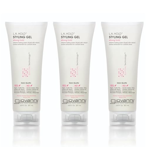 GIOVANNI La Hold Styling Gel - Hair Gel For Men & Women, Strong Hold Hair Gel In Bulk For Curly, Straight & Wavy Hair, Control Super Hold Slick Gel - 6.8 Fl Oz (Pack Of 3)