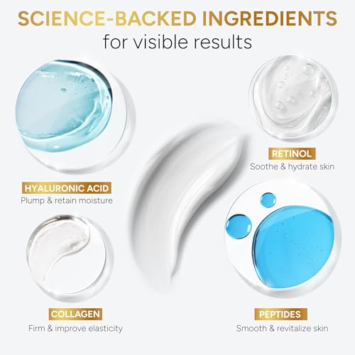 Retinol Cream for Face with Collagen Peptides - Anti Aging Wrinkle Cream for Women and Men - Day-Night Facial Moisturizer with Hyaluronic Acid - Tightening and Skin Firming - Neck & D?collet?