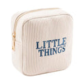 Small Makeup Bag for Purse£¬Personalized Mini Corduroy Cosmetic Bag with Embroidered Letter, Aesthetic Cosmetic Pouch, Cute Lipstick Holder for Women and Girls(04Beige Little Things)