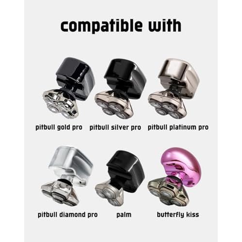 Pitbull Shaver Replacement Blade, Pitbull Gold Replacement Blades, 2+4 Set for Gold Pro Silver Pro, Skull Shavers for Men, Japanese Stainless Steel, 2 Cleaning Brush
