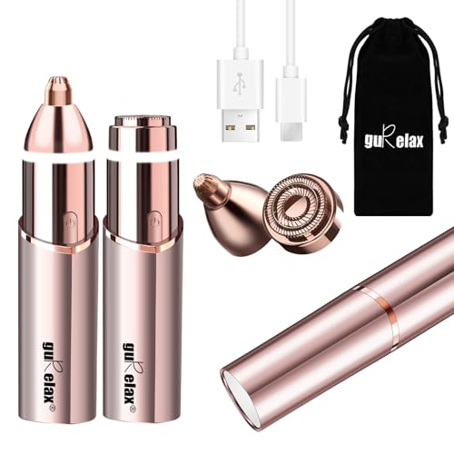 Facial Hair Remover for Women(Gen 3 Pro), Eyebrow Facial Trimmer, Luxury 2 in1 Hair Removal Device for Face, Lip, Nose, with Replacement Heads