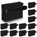 12 Pcs 8.6 x 6.3 x 2.7 inch Black Travel Toiletry Bags Bulk for Women Men Large Water Resistant Shaving Bags Hanging Cosmetic Bag with Handle and Divider Storage Travel Pouch Case