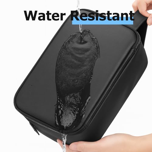 MIRASON Travel Toiletry Bag for Men Leather Travel Bag for Toiletries, Dopp Kit Water-resistant Shower Bag for Shaving Bathroom Organizer Gifts for Men, Black