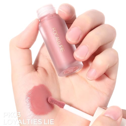 FOCALLURE Silky Cream Liquid Blush,Leaving a Matte Dewy Makeup Look,Easy to Apply and Create a Natural Flush,Long Lasting and Lightweight Cheek Blush Face Makeup,LOYALTIES LIE (Pack of 2)