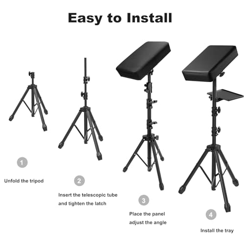 Tattoo Armrest Stand with Tray & Tripod Base ? Tattoo Arm Leg Rest Stand Adjustable Height & Angle, Portable Leather Support for Tattoo Artists, Studios & Mobile Work