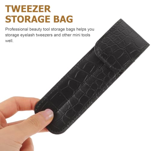 Housoutil Tweezer Storage Case, Eyelash Tweezer Holder, Eyelash Tweezers Case for Extensions, Black