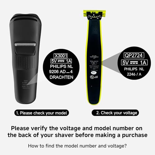 5V USB Charger Cord Fit for Phillips Power Shaver Cable,5V USB Charging Cable Fit for Philips Norelco One Blade QP2724 QP2834 QP1924 QP4631 QP6542 QP4530 MG7910 MG5910 MG9510 MG9525 X3001 S3341