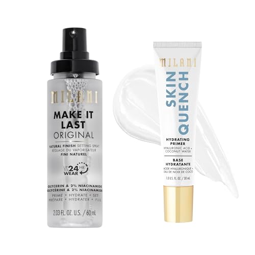Milani Make It Last Original - Natural Finish Setting Spray 3-in-1 Setting Spray and Primer- Prime + Correct + Set & Milani Skin Quench Hydrating Primer for Makeup
