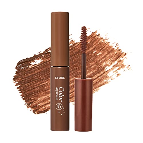 ETUDE Color My Brows, Brow Mascara, 3D Natural Coloring, Beeswax & Carnauba Wax, Moisturizing Brow Care, Eyebrow tint, Soft Gel Texture, Korean Makeup, Beauty, Red Brown (0.152 Fl Oz)