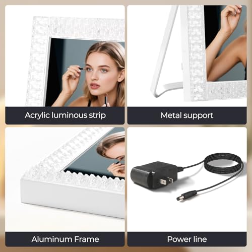 Vanity Mirror with Lights,RGB & 3 Dimmable Light Modes Makeup Mirror with Touch Control,Light Up Mirror for Desk,360¡ÆRotation,17x14 Inch