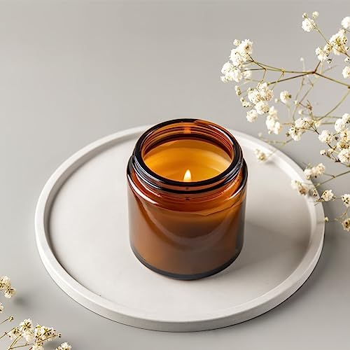 Keketin 8 oz Amber Glass Jars,16 Pack Empty Cosmetic Containers with Inner Liners and Black Lids,Refillable Round Cream Jars for Lotion,Ointments,Bath Salts,Makeup,Slime and Travel