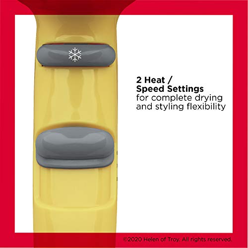 REVLON Compact Hair Dryer | 1875W Lightweight Design, Perfect for Travel, (Yellow)