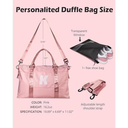 Initial Makeup Bags + Initial Overnight Bag, Gift for Her