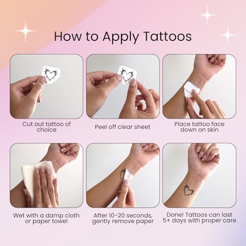 Tiny Y2K Temporary Tattoos | Realistic Waterproof Finger, Face, Hand Fake Tats | Festival, Bachelorette, Halloween, Birthday Favors, Accessories