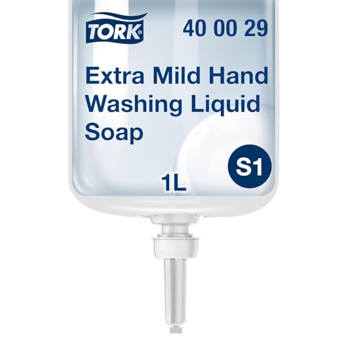 Tork Extra Mild Hand Washing Liquid Soap S1, No Fragrance Added, 6 x 1L, 400029 (formerly 400011)