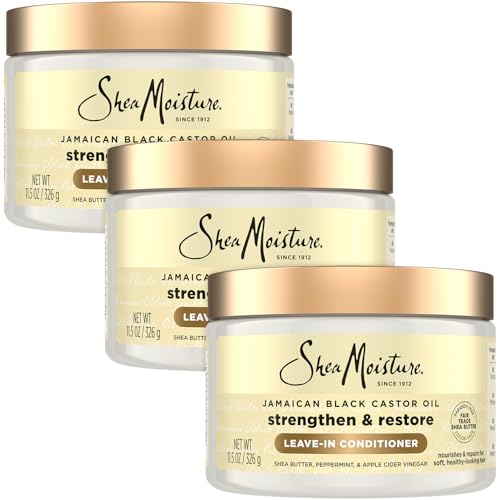 SheaMoisture Leave-In Conditioner 3-Pack ? Jamaican Black Castor Oil Strengthen & Restore Formula for Hair Repair, Frizz Control, 11.5 Oz Ea