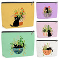 5 Pack Floral Succulent Cat Gifts for Women Gifts for Cat Lovers Makeup Bag, Cosmetic Bags for Women, Pet Cats Mom Girls Friends Friendship Bachelorette Toiletry Bag Christmas Birthday Graduation