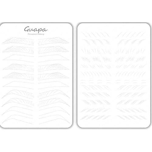 3pcs Double Sided Male Brow Practice Skin Pre-printed Strokes with Basic Hairstroke Foundation White Silicone Tattoo Practice Skin (Male Brow Pattern)