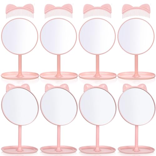 8 Pcs Spa Party Supplies Mirror Pink for Sleepover Favors Makeup Mirror for Spa Sleepover Slumber Birthday Party