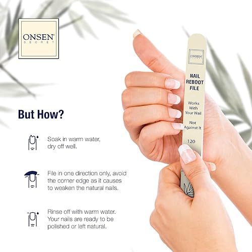 Onsen Secret Cuticle Conditioner Cream 30ml, 3 Way Japanese Nail Buffer Block, 6pcs Nail File Dual Grit. Cuticle Oil Nail Care Serum Sooth, Repair & Strengthen Cuticles & Nails + Shape & Shine Kit
