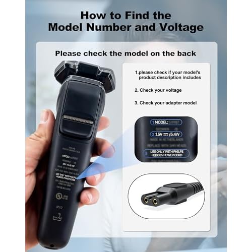 15V Charger Cord Compatible with Philips Norelco HQ8505 - Series 3000 5000 6000 7000 9000, Multigroom MG5750 MG7750 MG7770 - Auto Power Off & Charging Display 6Ft Charging Cable Power Cord (15V DC)?