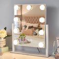 Vanity Mirror with Lights,Lighted Vanity Mirror with 9 Dimmable Bulbs for Dressing Room & Bedroom,3 Color Lighting,Modes Detachable 10x Magnification 360¡ÆRatation(White) 12" L x 14.4" W