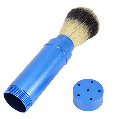 Travel Shaving Brush, Portable Blue Aluminum Shaving Brush, Ergonomic Travel Foaming Shave Tool, Assemble Facial Foaming Grooming Tool for Daily Use, Bathroom Supplies