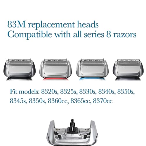 2 Pack Series 8 Wet and Dry Replacement Heads for all S8 Razors, 83M Shaver Head With Smooth and Close Shaving, No Pulliing.