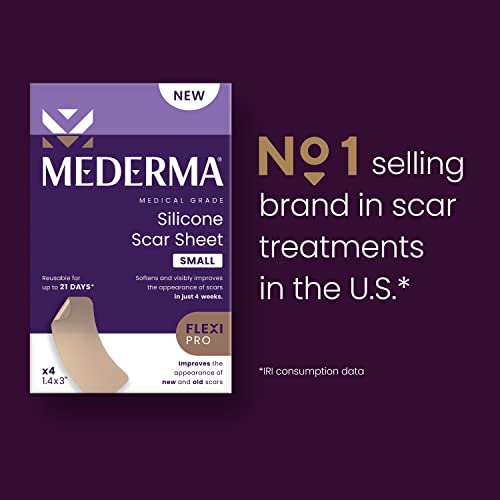 Mederma Scar Cream Plus SPF 30 Sunscreen, 0.7oz and Silicone Scar Sheets, Improves Old and New Scars, 4 Count