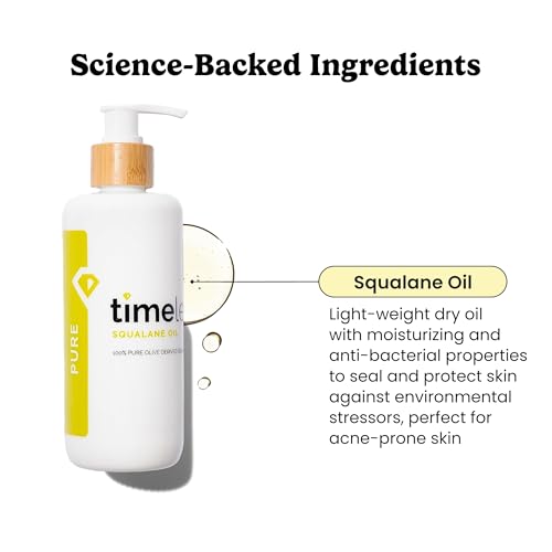 Timeless Skin Care Squalane Oil 100% Pure - Plant-Based Face Oil - Fragrance-Free - For Dry Skin - Moisturizing - 8 oz