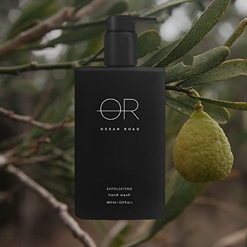 OCEAN ROAD Black Exfoliating Hand Wash 13.5 fl oz - Volcanic Sand Granules & Desert Harvest Fruits, Gentle Natural Scrub that Softly Exfoliates, Ethically Sourced, Vegan, Australian Made