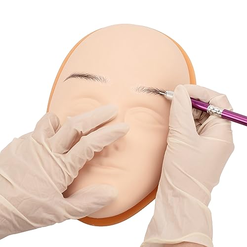 JimKing Tattoo Practice Skin Head, 3pcs Soft Rubber Fake Skin for Permanent Makeup Microblading Eyebrow Lip Eyeliner Tattooing, 1pcs Facial Tattoo Training Skin Support Base