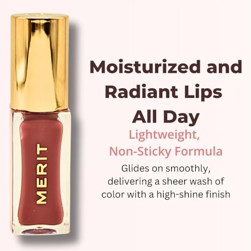 Merit Shade Slick Classics Tinted Lip Oil - Pink Beet (cool pink) 0.23 oz / 7 ml