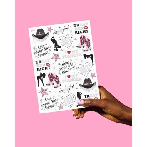 xo, Fetti Bride Pride Bachelorette Temporary Tattoos - 52 Glitter Styles | Mrs and Mrs Bach Party Decoration, Pridesmaid Favor, Bride to Be Gift + LGBTQ Rainbow Bridal Shower