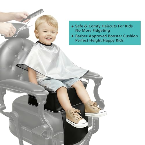 Salon Booster Seat for Kids Thick Cushioned Haircut Stool,Portable Salon Station Hair Cutting Sap Equipment(Black)