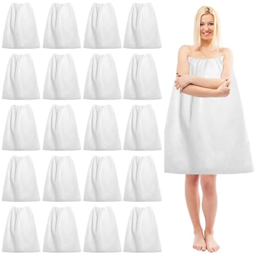 20 Pcs Disposable Spa Wrap Adjustable Non-Woven Bath Wrap Bathrobe Sauna Bath Skirt Sweat Steaming Robes for Women Salon Spa