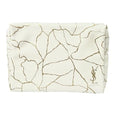 Yves Saint Laurent YSL Cosmetic White Gold Marble Zip Pouch Makeup Bag YSL Fragrance Bag (5.5L X 5H X 2W) - SMALL
