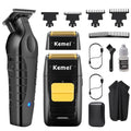 KEMEI Professional Hair Trimmer for Men Cordless, Foil Shaver with Replacement Heads & Nets, Zero Gapped Hair Clippers with T Blade, Electric Head Shavers for Bald Men, KM 2299, KM 1102