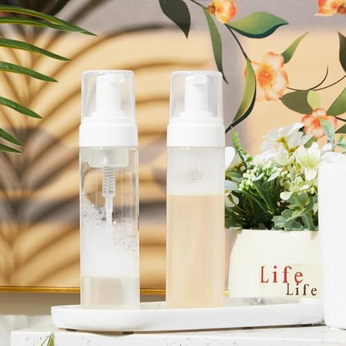 Havawish 12 Pcs Foaming Spray Bottle Transparent Empty Foaming Pump Dispenser Refillable Plastic Portable Bottle for Travel Hand Soap, Lash Cleanser (7 Oz/ 200 ml)