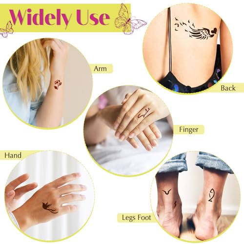 Temporary Tattoo Kit for Teens & Adults ? 3 Tattoo Pastes (2 Brown+Cherry Red), 100pcs Reusable Stencils, Outline Pen, Long Lasting Waterproof Body Art, DIY Skin Painting for Festivals, Parties Makeup