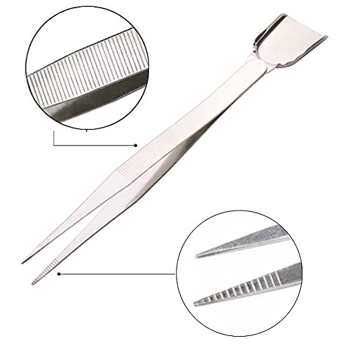 2 Pieces Stainless Steel Tweezers with Shovel Stainless Steel Handy Tweezer with Shovel Diamond Gem Tweezers Jewelry Tweezers with Scoop Gems Pick Up Beads Tools for Beads Gems Diamond