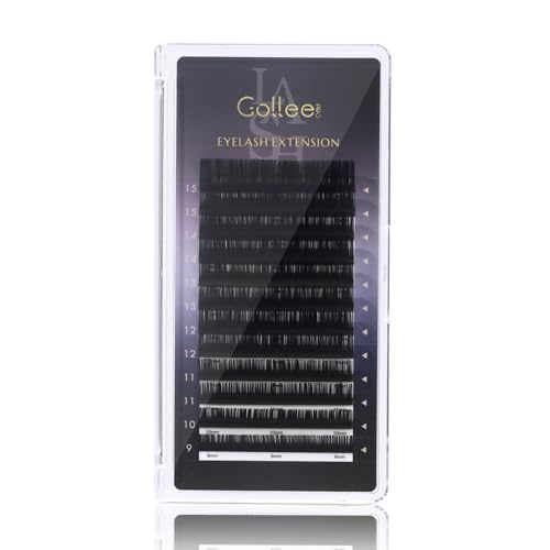 Eyelash Extensions 0.15 C Curl 9-15mm Lash Extensions Supplies Individual Lashes Premium Silk Volume & Classic Lash Soft Matte Dark Professional Eyelashes Extension (C 0.15,9-15 Mixed)