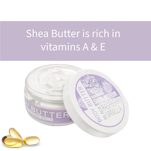 Luxiny Whipped Body Butter for Women & Men ? Non-Greasy, Plant-Based Moisturizer with Shea Butter & Essential Oils ? Hydrates, Softens & Nourishes Dry Skin (8 oz, Black Raspberry Vanilla)